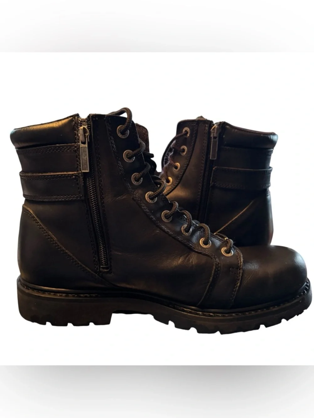 Mens Harley Davidson Steel Toe Work Boots Black Leather Moto Size 12